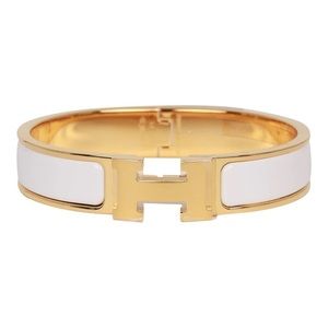 Your initial H Clic Bracelet in Gold and White Enamel